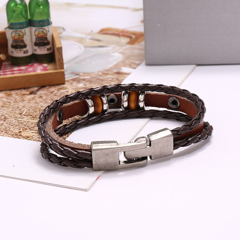 Wholesale Handmade Beaded Multi-layered Leather Bracelet
