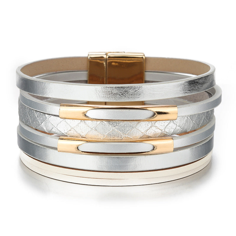 Wholesale Multi-layer Hand Woven Magnetic Leather Bracelets