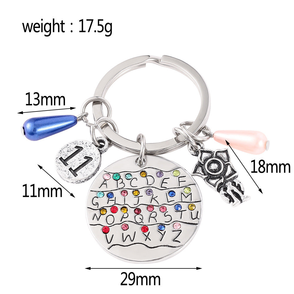 Wholesale Alphabet colored diamond Metal Keychain
