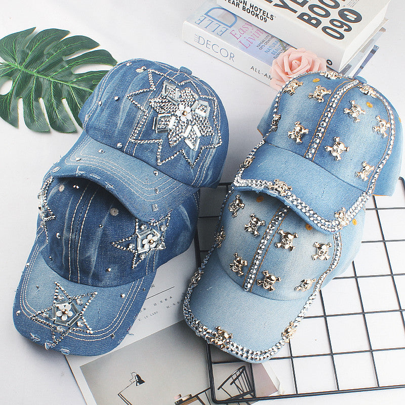 Wholesale Denim Rhinestone Baseball Caps