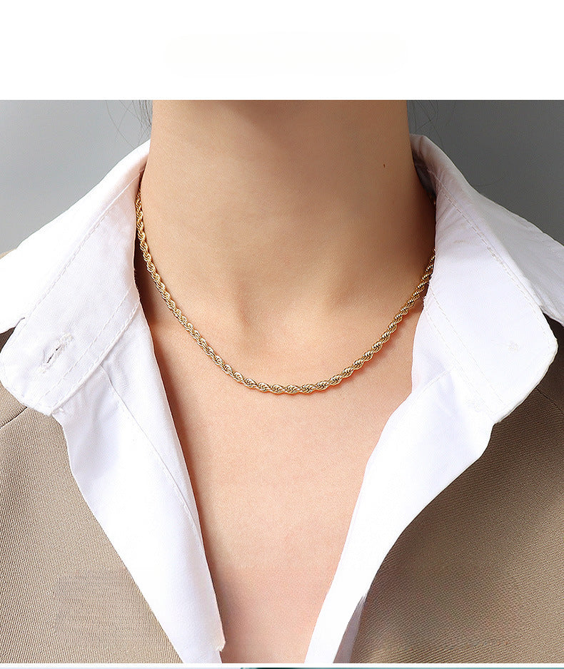 Wholesale Titanium Steel Snake Bone Chain Fried Dough Twists Chain Necklace