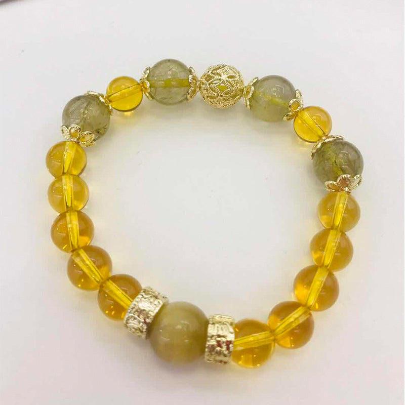 Wholesale Golden Rutilated Quartz Citrine Vintage Natural Crystal Bracelet