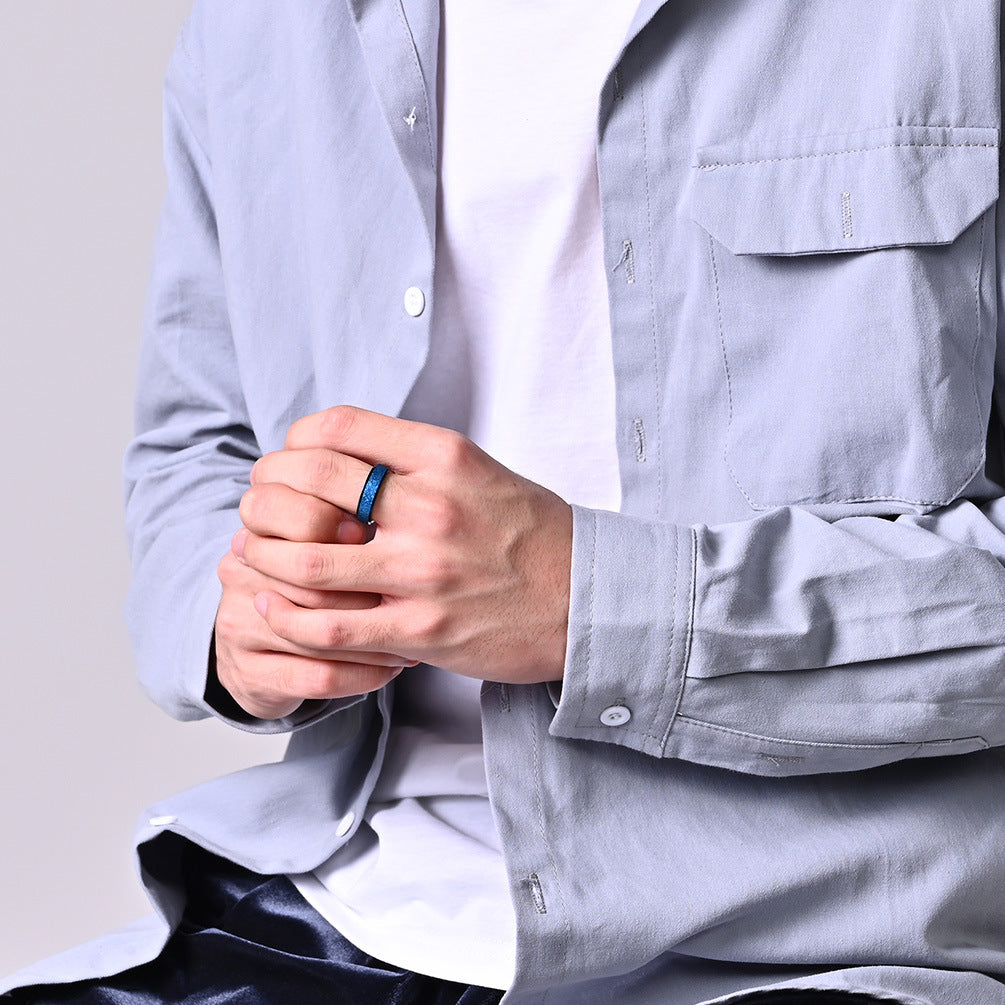 Wholesale Unisex simple frosted pearl sand rotatable titanium steel ring