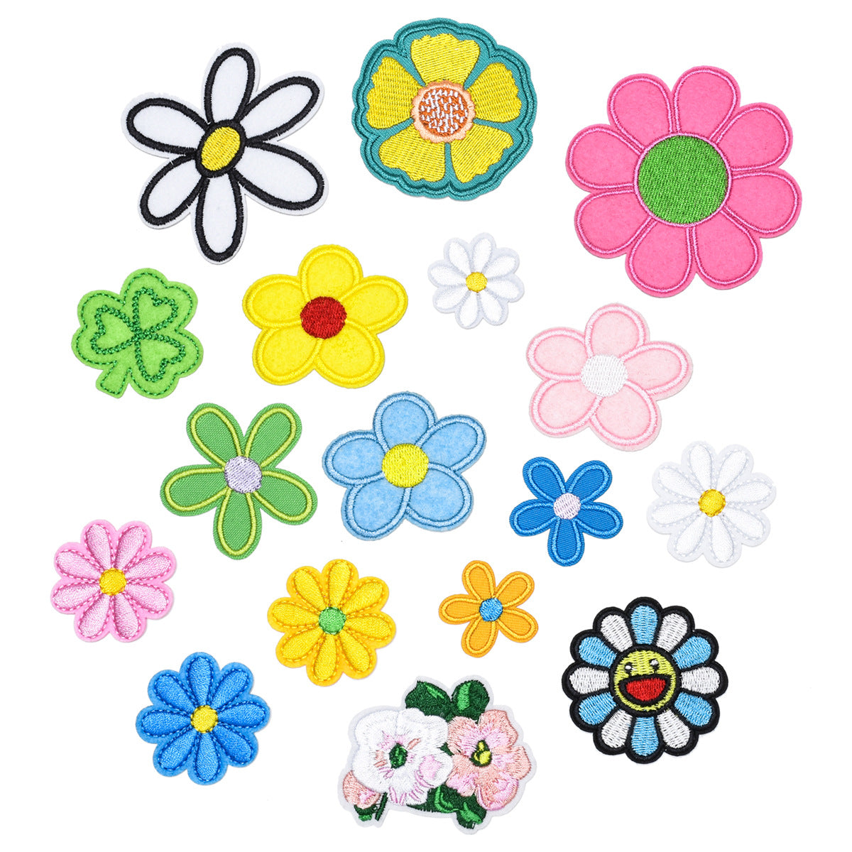 Wholesale Trendy Embroidered Felt Patches Iron On Sew On Applique With Butterfly Sun Flower Motifs For Clothing Bags DIY