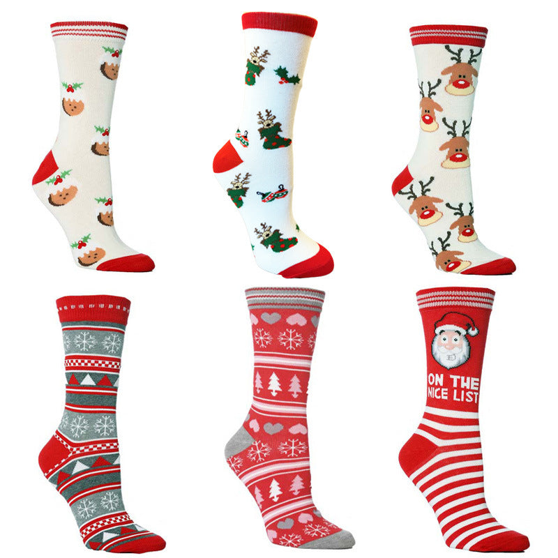 Wholesale Christmas Socks Elk Personality Middle Tube Cotton Socks