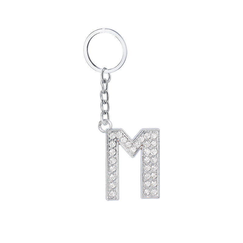 Wholesale 26 English Letters Diamond Alloy Keychain