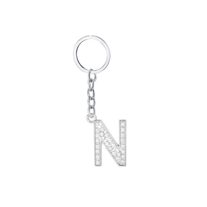 Wholesale 26 English Letters Diamond Alloy Keychain