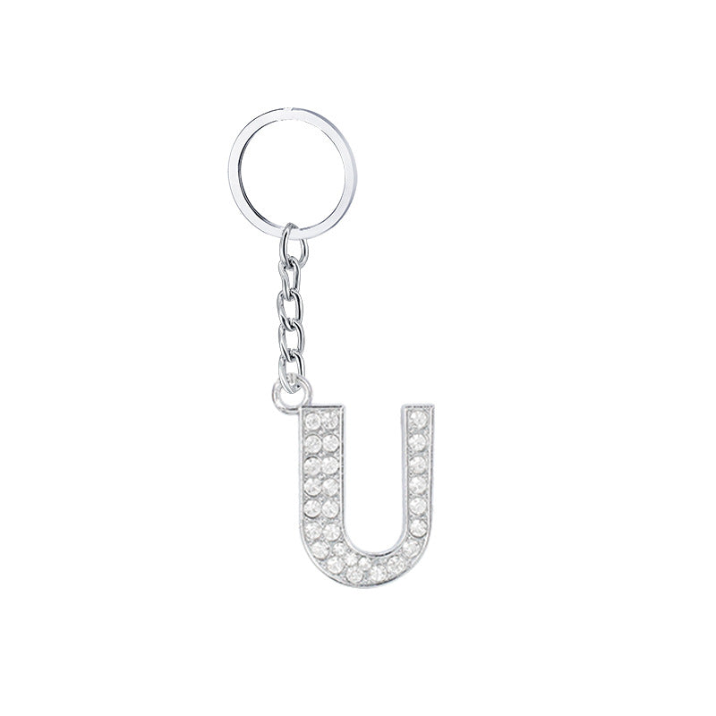 Wholesale 26 English Letters Diamond Alloy Keychain
