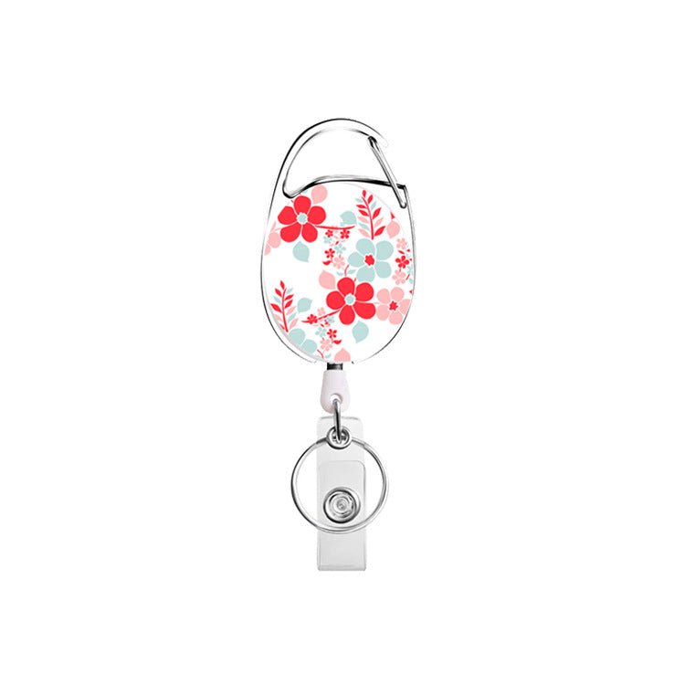 Wholesale Badge Reels ABS Flower Leopard Pattern Leaf Retractable Keychain