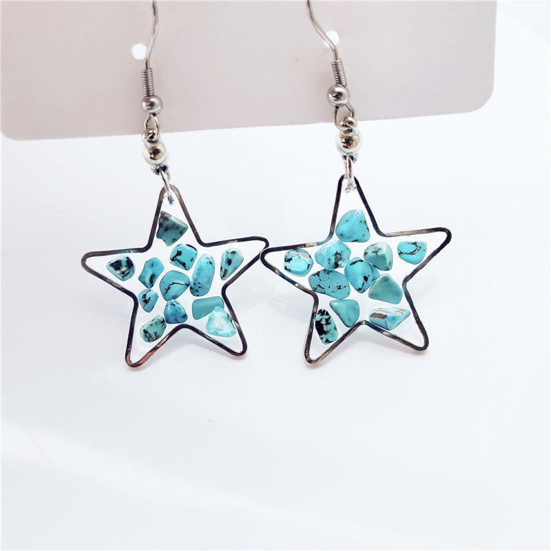 Wholesale 10pcs Simple Natural Stone Turquoise Earrings