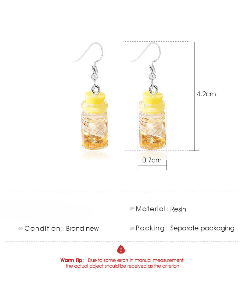 Wholesale Transparent Bottle Creative Fun Resin Earrings