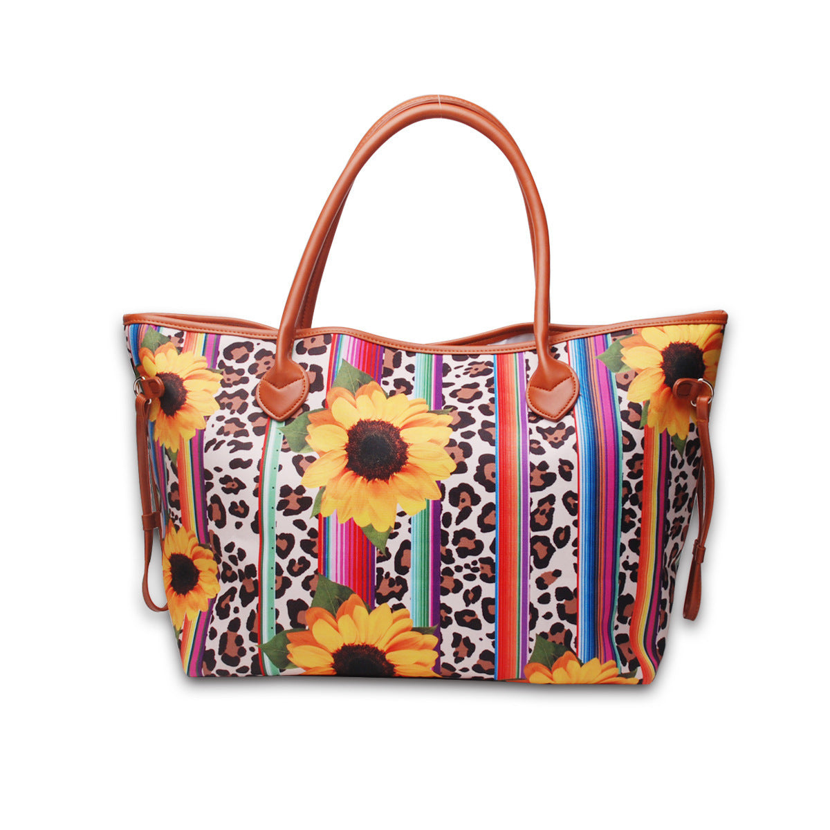 Wholesale Sunflower Striped Leopard Print Tie-dye Canvas Bag