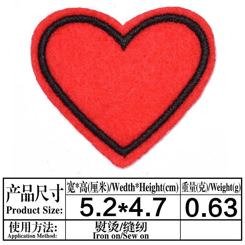 Wholesale Trendy Embroidered Love Heart Fabric Patches Decorative Fashion Accessory For Clothing Bags Hats DIY Craft Boutique Resale