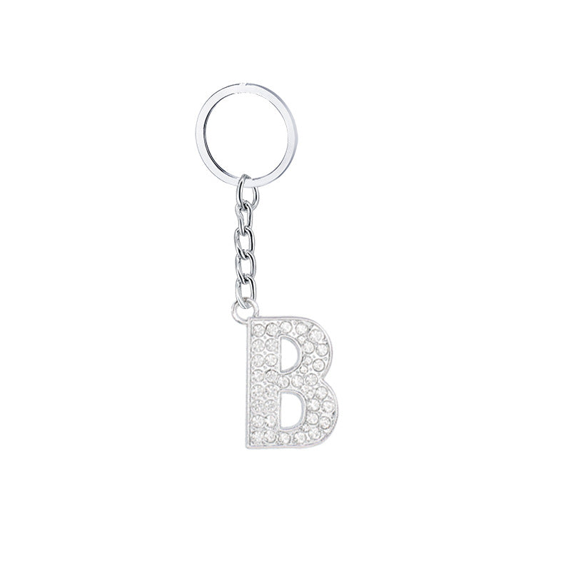 Wholesale 26 English Letters Diamond Alloy Keychain