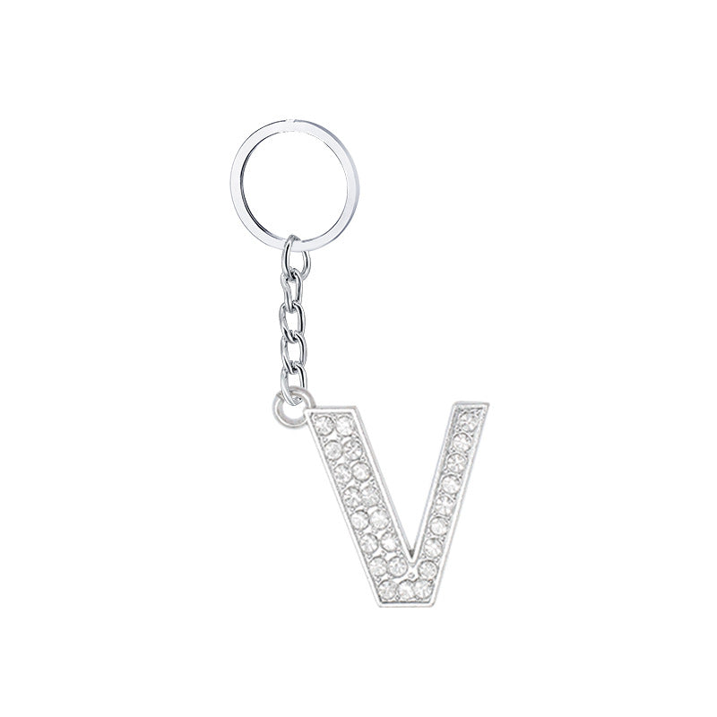 Wholesale 26 English Letters Diamond Alloy Keychain