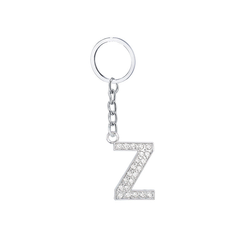 Wholesale 26 English Letters Diamond Alloy Keychain