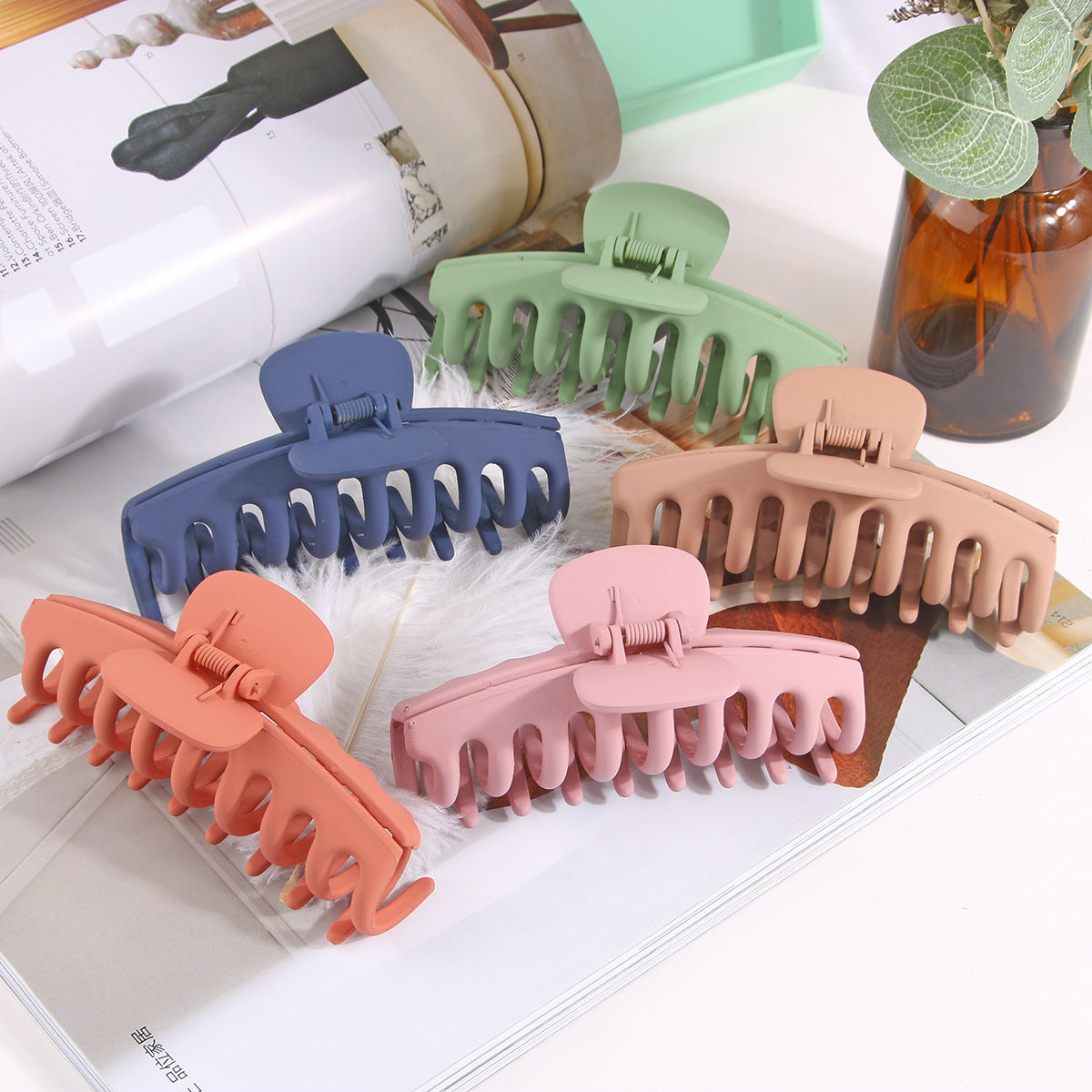 Wholesale 11CM Frosted PS Plastic Material Hair Clips