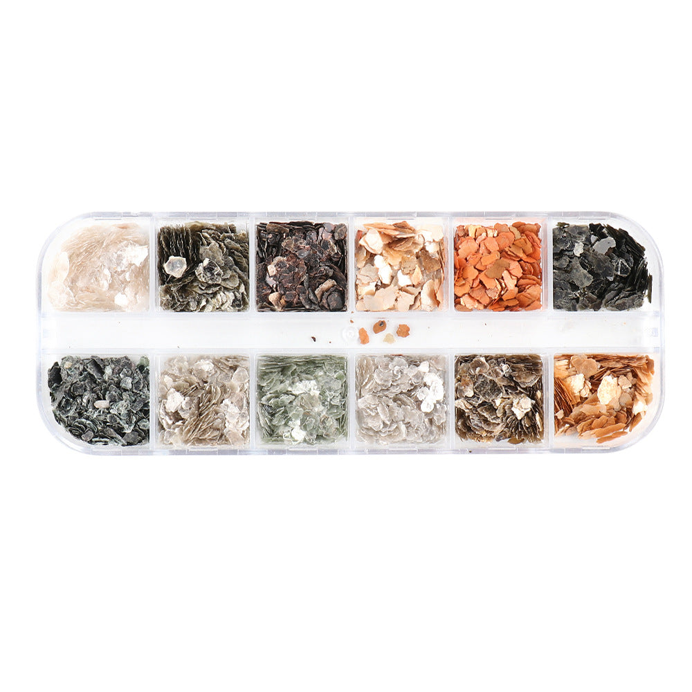 Wholesale 3pcs Butterfly Mica Platinum Fragment Hexagonal Nail Jewelry Patch