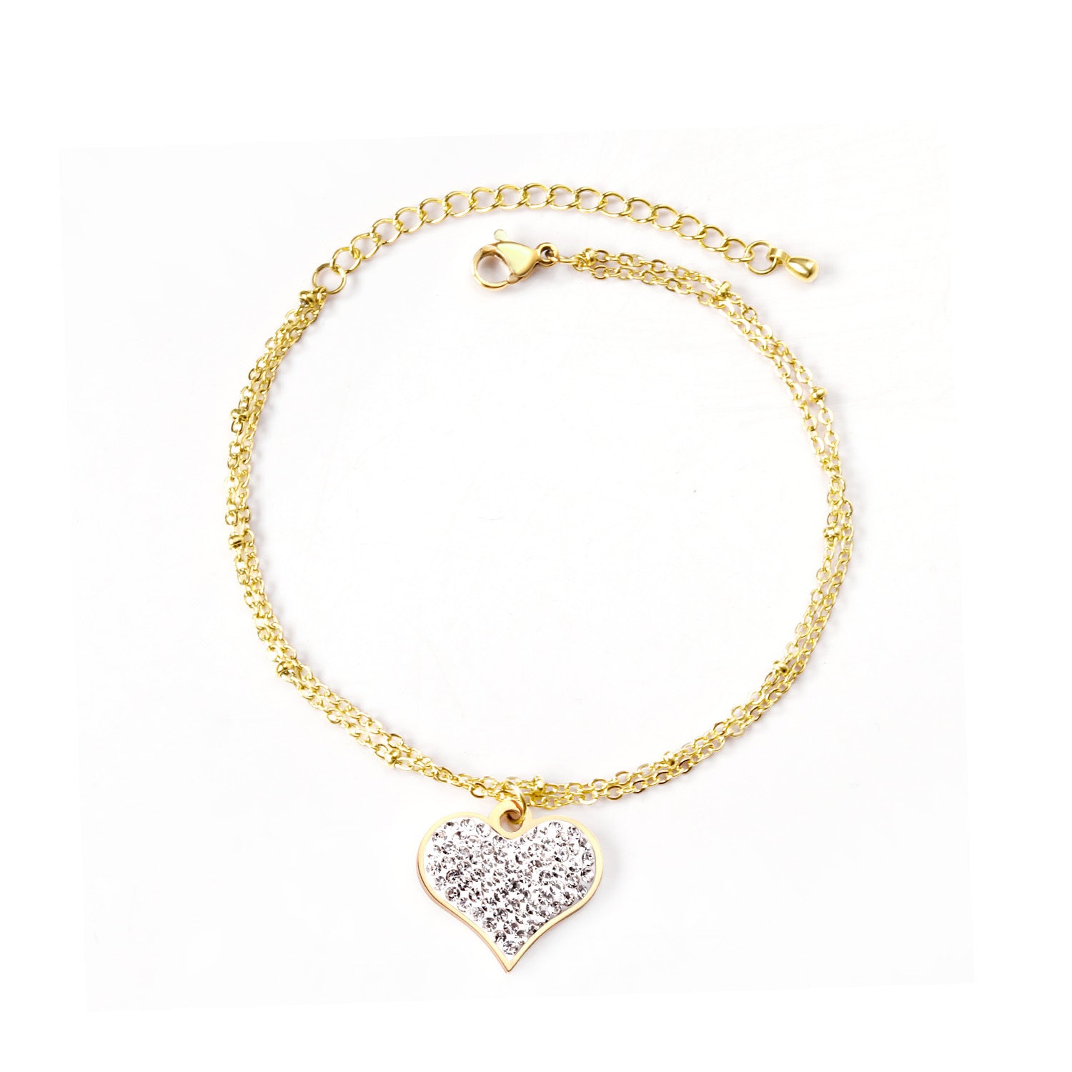 Wholesale Stainless Steel Love Circular Geometric Shell Double Layer Bracelet