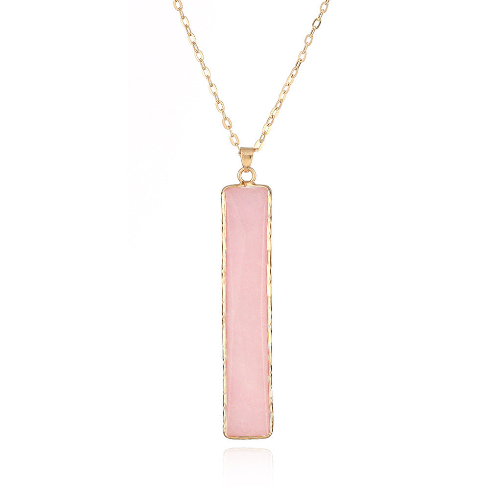 Wholesale square gemstone pendant  natural stone necklace