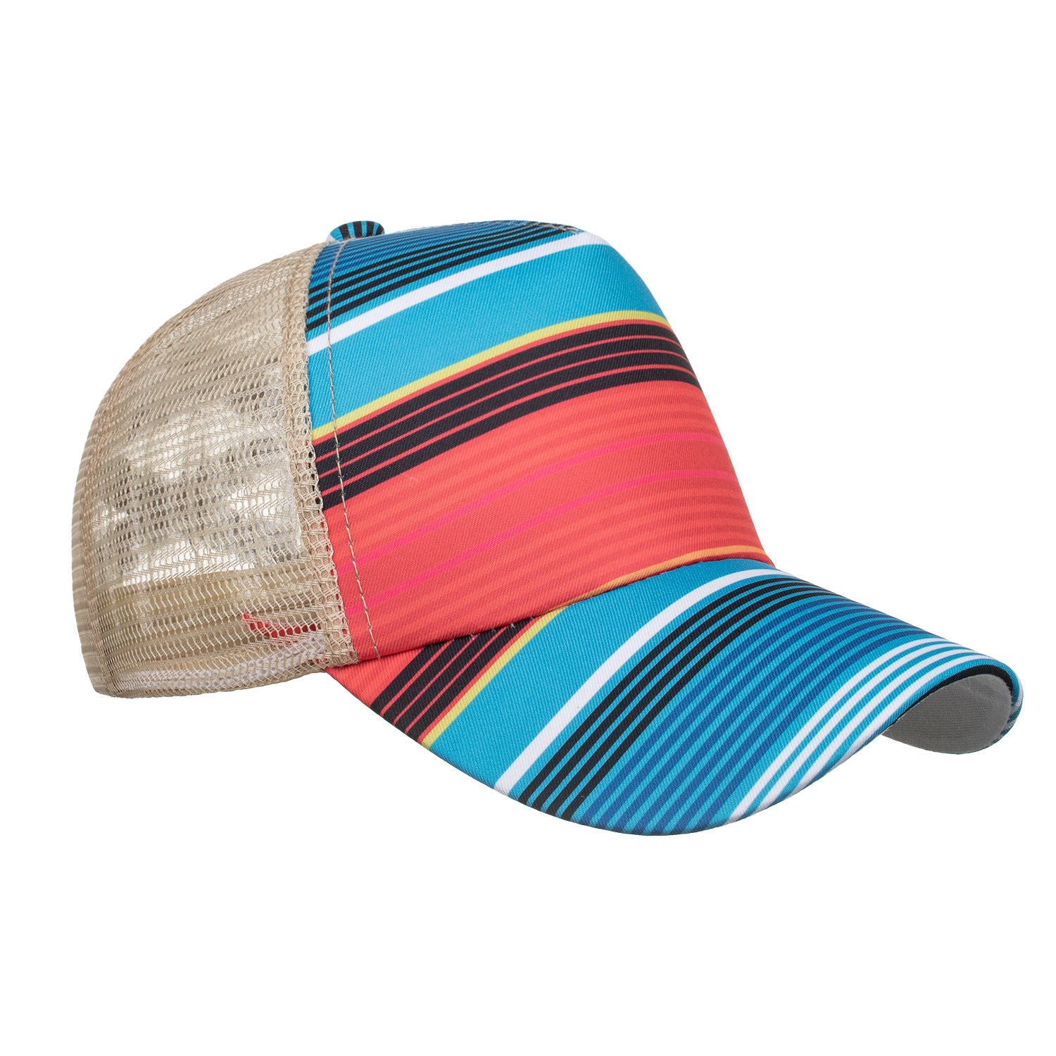 Wholesale Digital print striped cross elastic ponytail baseball cap