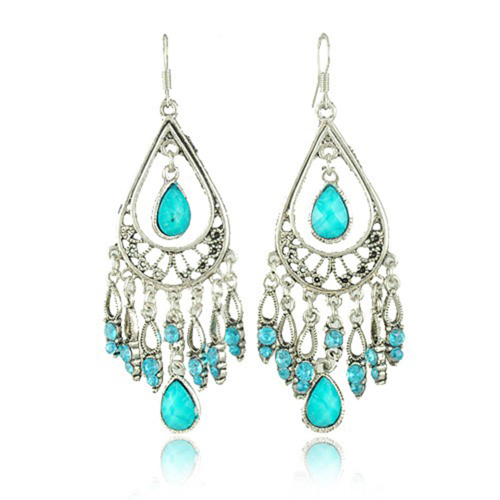 Wholesale colorful water drop tassel earrings