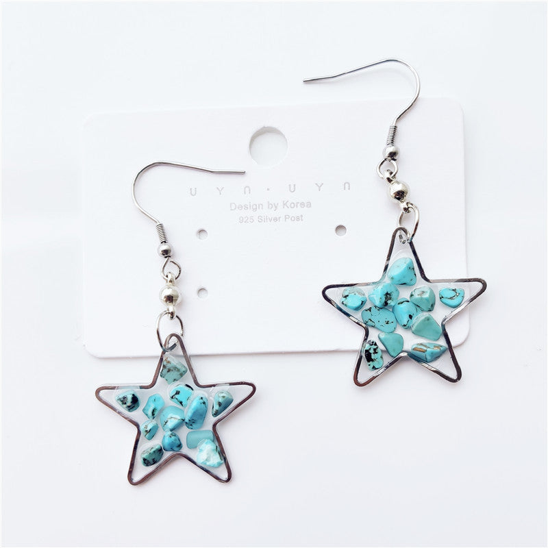 Wholesale 10pcs Simple Natural Stone Turquoise Earrings