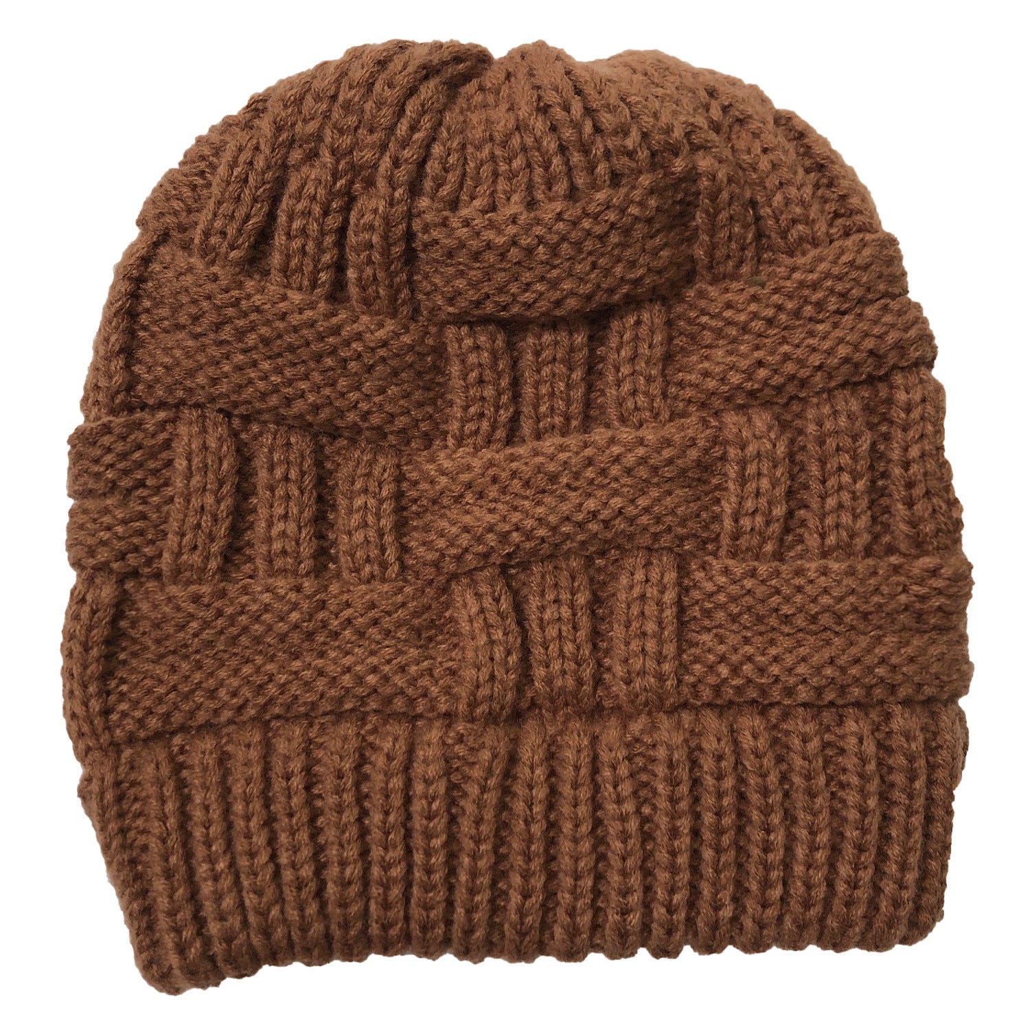 Wholesale Bamboo Cross Ponytail Knitted Back Opening Wool Warm Hat