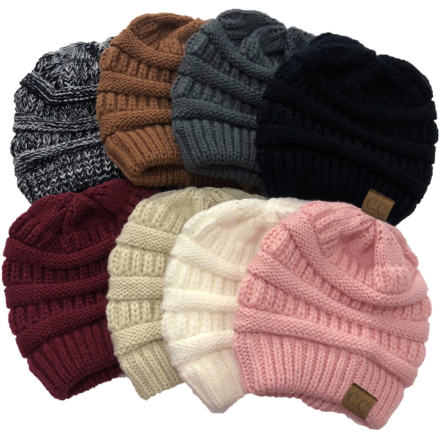 Wholesale Cross Ponytail Back Opening Knitted Hat