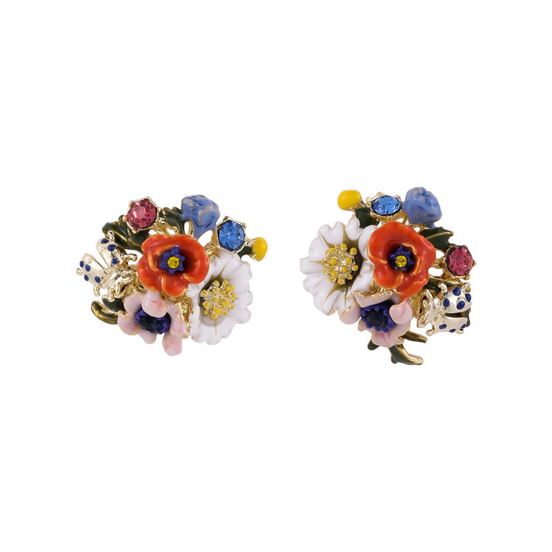 Wholesale Enamel Color Glaze Flower Earrings