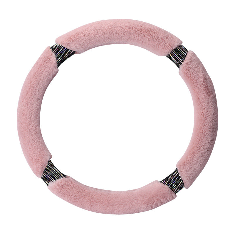 Wholesale Winter Colorful Diamond Plush Steering Wheel Cover