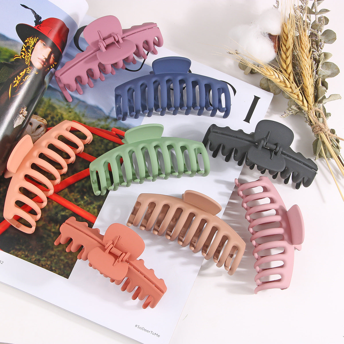 Wholesale 11CM Frosted PS Plastic Material Hair Clips