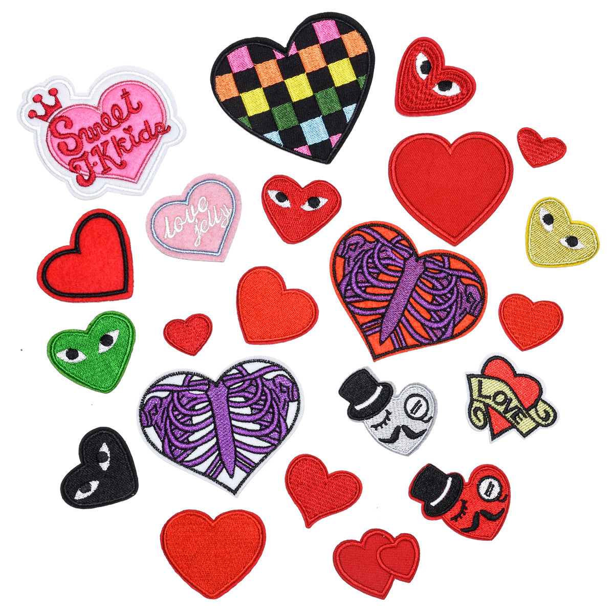 Wholesale Trendy Embroidered Love Heart Fabric Patches Decorative Fashion Accessory For Clothing Bags Hats DIY Craft Boutique Resale