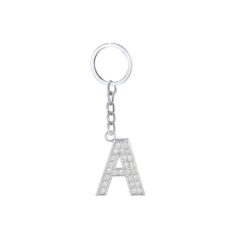 Wholesale 26 English Letters Diamond Alloy Keychain