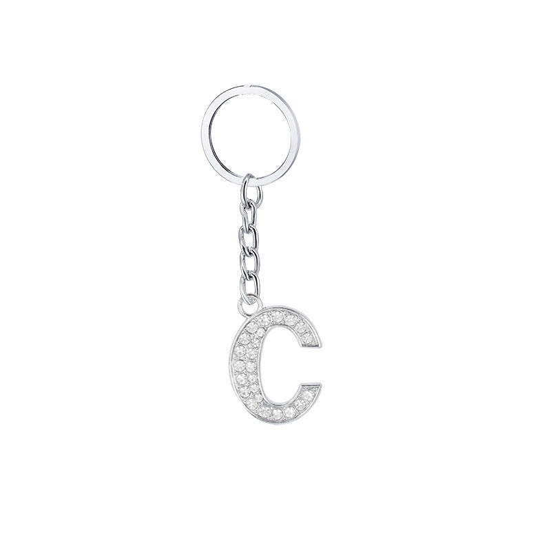 Wholesale 26 English Letters Diamond Alloy Keychain