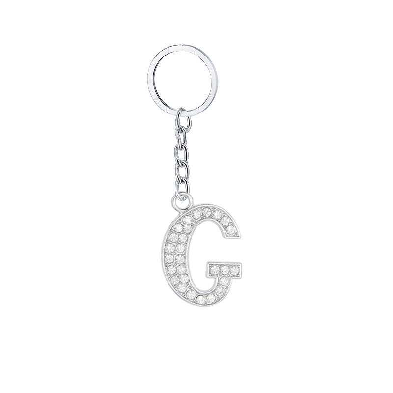 Wholesale 26 English Letters Diamond Alloy Keychain
