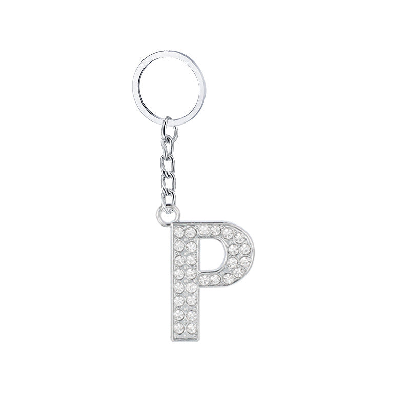 Wholesale 26 English Letters Diamond Alloy Keychain