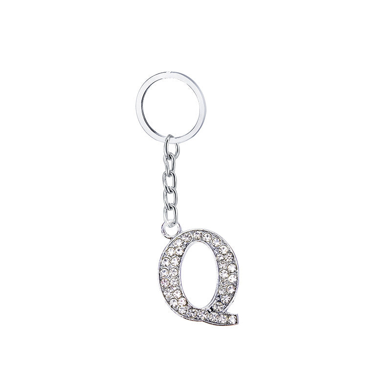 Wholesale 26 English Letters Diamond Alloy Keychain
