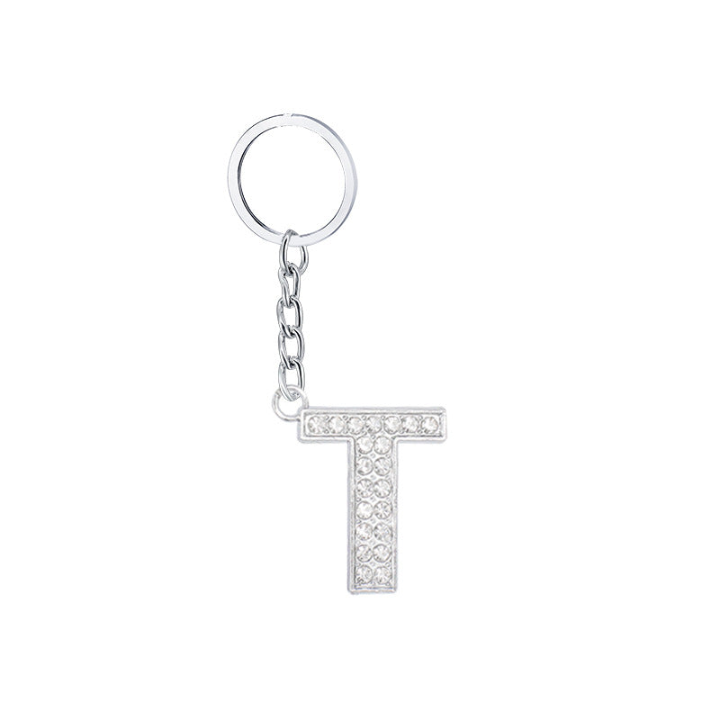 Wholesale 26 English Letters Diamond Alloy Keychain