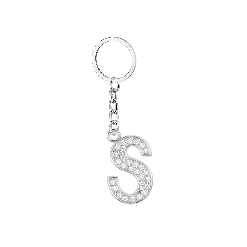 Wholesale 26 English Letters Diamond Alloy Keychain