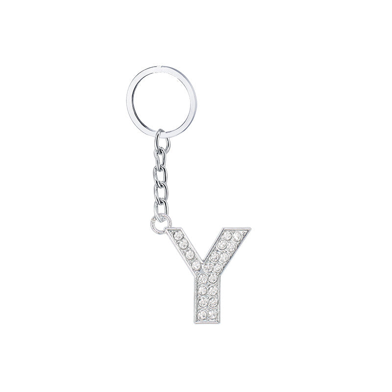 Wholesale 26 English Letters Diamond Alloy Keychain