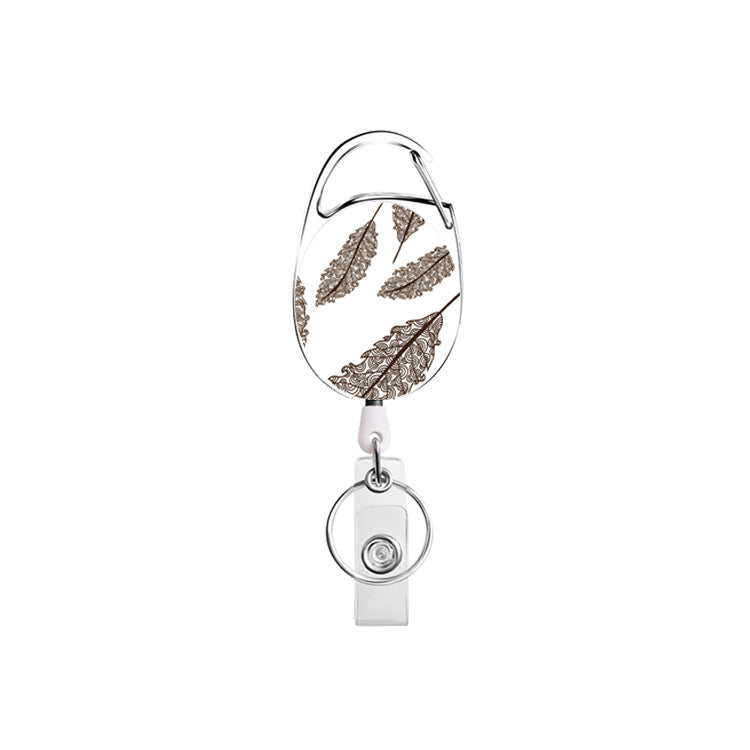 Wholesale Badge Reels ABS Flower Leopard Pattern Leaf Retractable Keychain