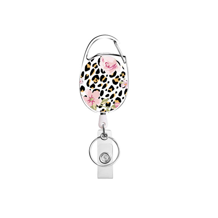Wholesale Badge Reels ABS Flower Leopard Pattern Leaf Retractable Keychain