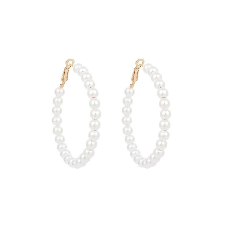Wholesale Geometric Surround Large Circle Pearl Earrings