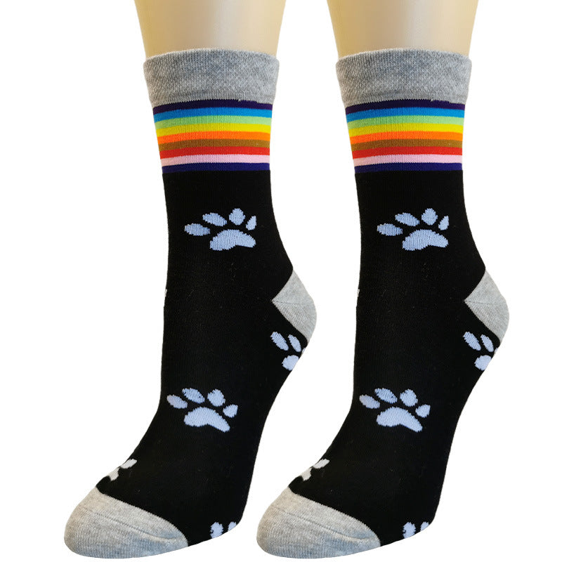 Wholesale Cat's Paws Cute Footprints Middle Tube Sock