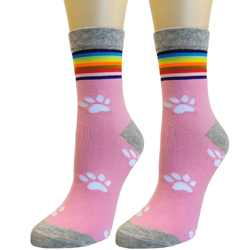 Wholesale Cat's Paws Cute Footprints Middle Tube Sock