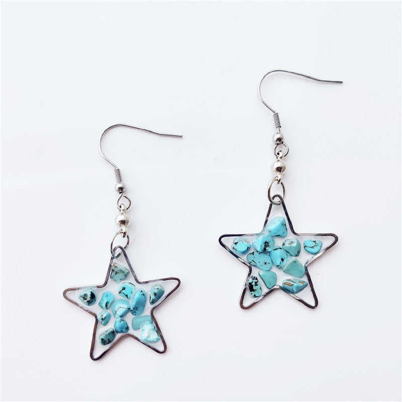 Wholesale 10pcs Simple Natural Stone Turquoise Earrings