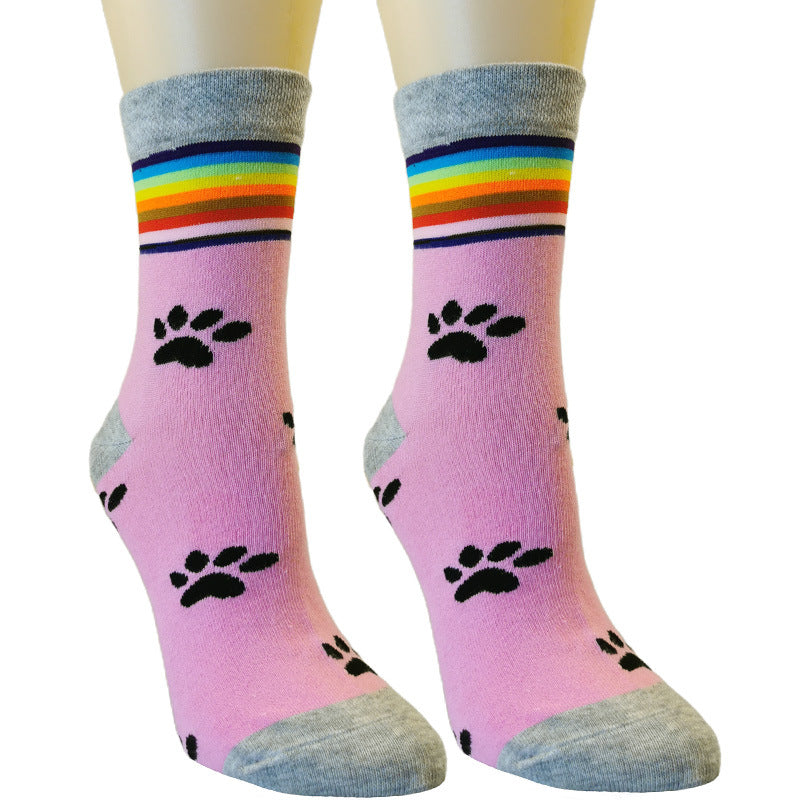 Wholesale Cat's Paws Cute Footprints Middle Tube Sock
