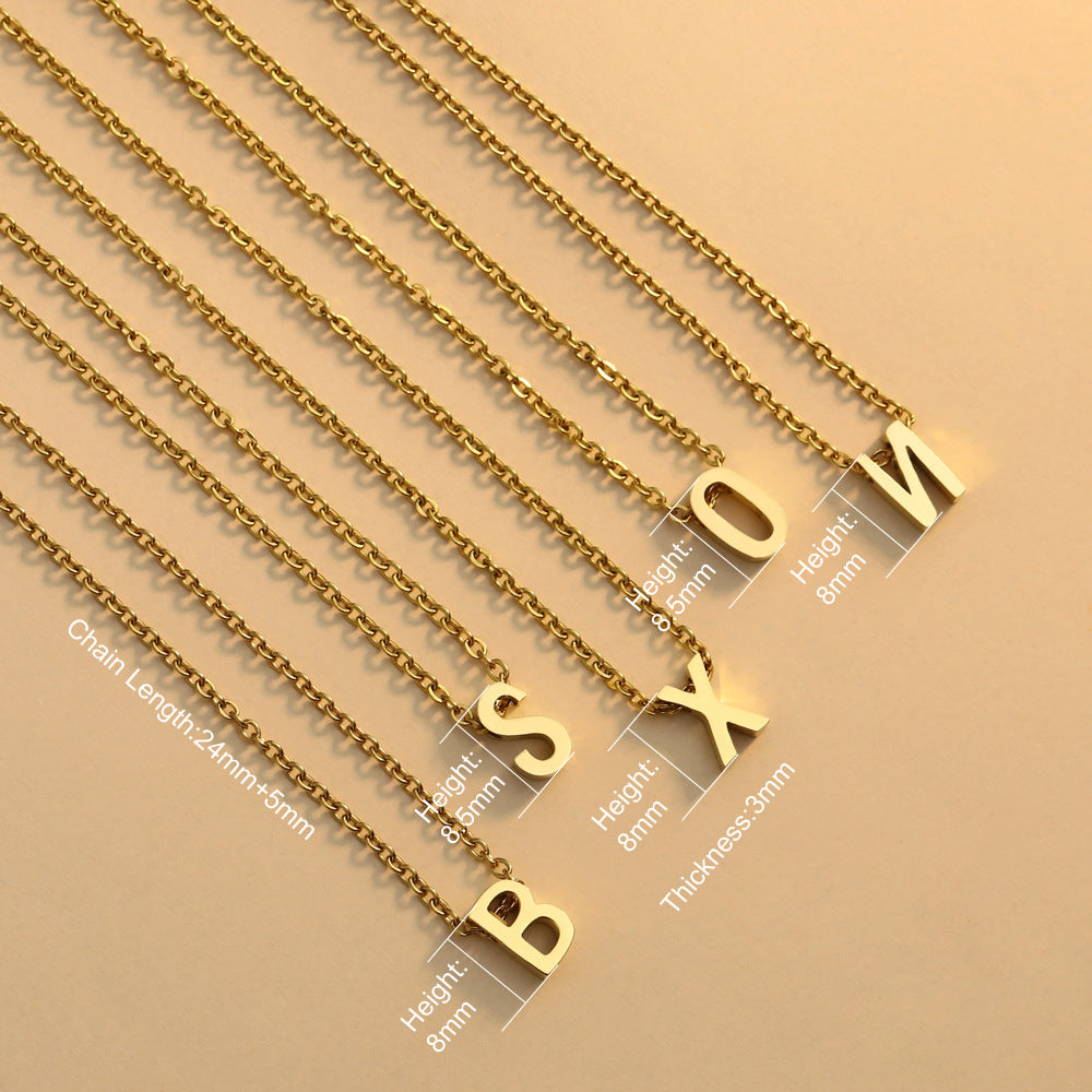Wholesale 26 English Letters Surnames Short Collarbone Stainless Steel Necklace