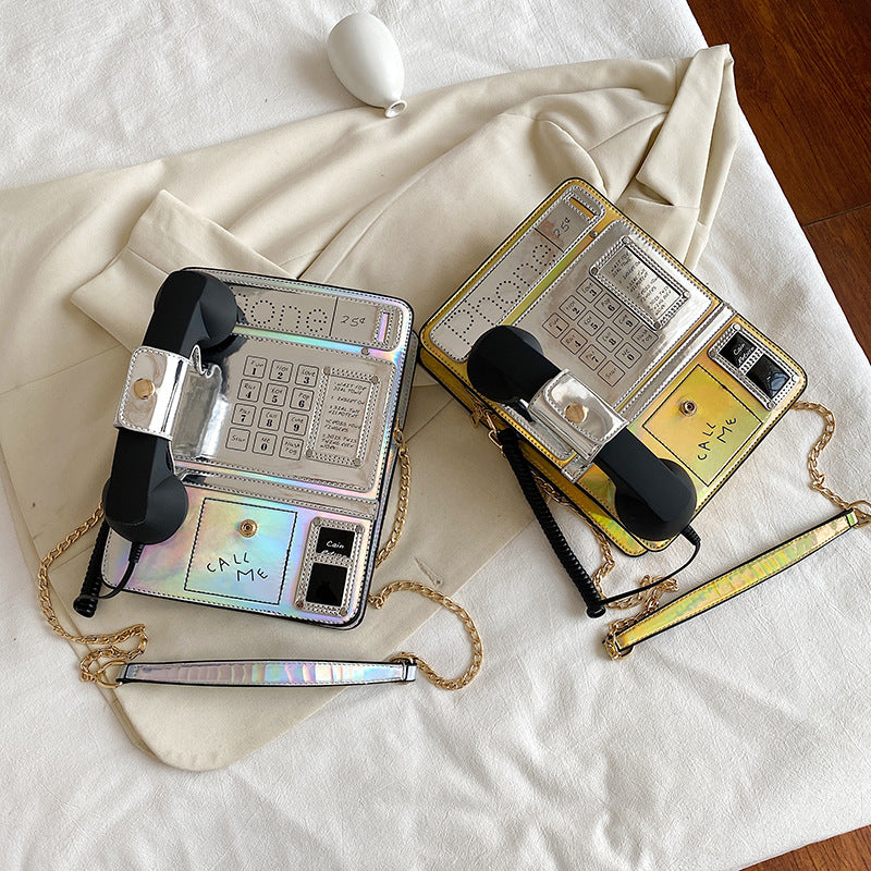 Wholesale PU Personalized Laser Emulation Public Telephone Diagonal Bag